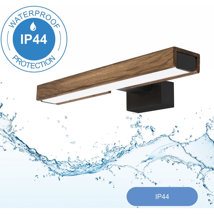 Brilagi - Badrumsspegel med LED-belysning WOODY MIRROR LED/8W/230V 40 cm IP44 ek valnöt/svart