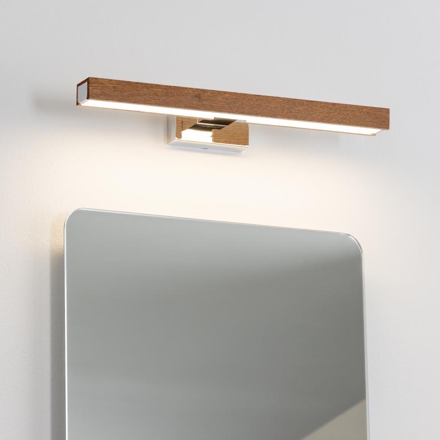 Brilagi - Badrumsspegel med LED-belysning WOODY MIRROR LED/8W/230V 40 cm IP44 ek körsbär/skinande krom