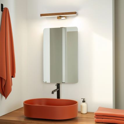 Brilagi - Badrumsspegel med LED-belysning WOODY MIRROR LED/8W/230V 40 cm IP44 ek körsbär/skinande krom