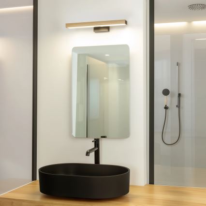 Brilagi - Badrumsspegel med LED-belysning WOODY MIRROR LED/8W/230V 40 cm IP44 ek/svart