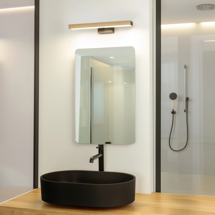 Brilagi - Badrumsspegel med LED-belysning WOODY MIRROR LED/8W/230V 40 cm IP44 ek/svart