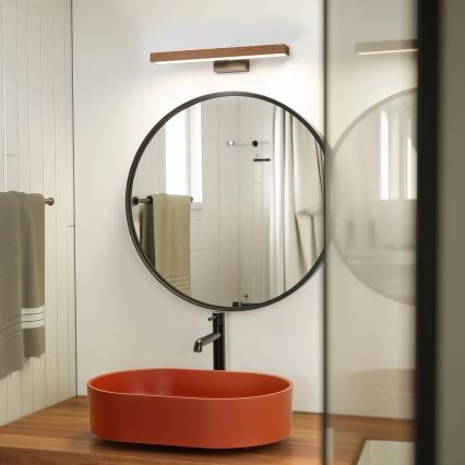 Brilagi - Badrumsspegel med LED-belysning WOODY MIRROR LED/8W/230V 40 cm IP44 ek körsbär/svart