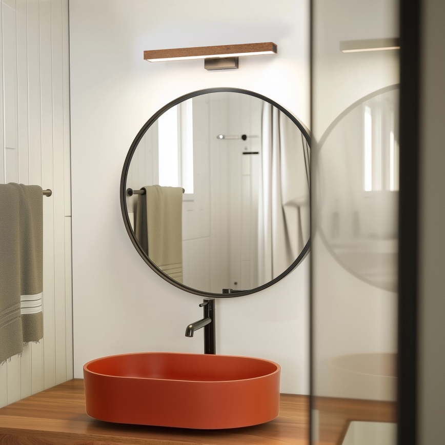 Brilagi - Badrumsspegel med LED-belysning WOODY MIRROR LED/8W/230V 40 cm IP44 ek körsbär/svart