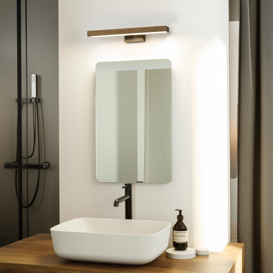 Brilagi - Badrumsspegel med LED-belysning WOODY MIRROR LED/8W/230V 40 cm IP44 ek valnöt/svart