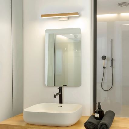 Brilagi - Badrumsspegel med LED-belysning WOODY MIRROR LED/8W/230V 40 cm IP44 ek/vit
