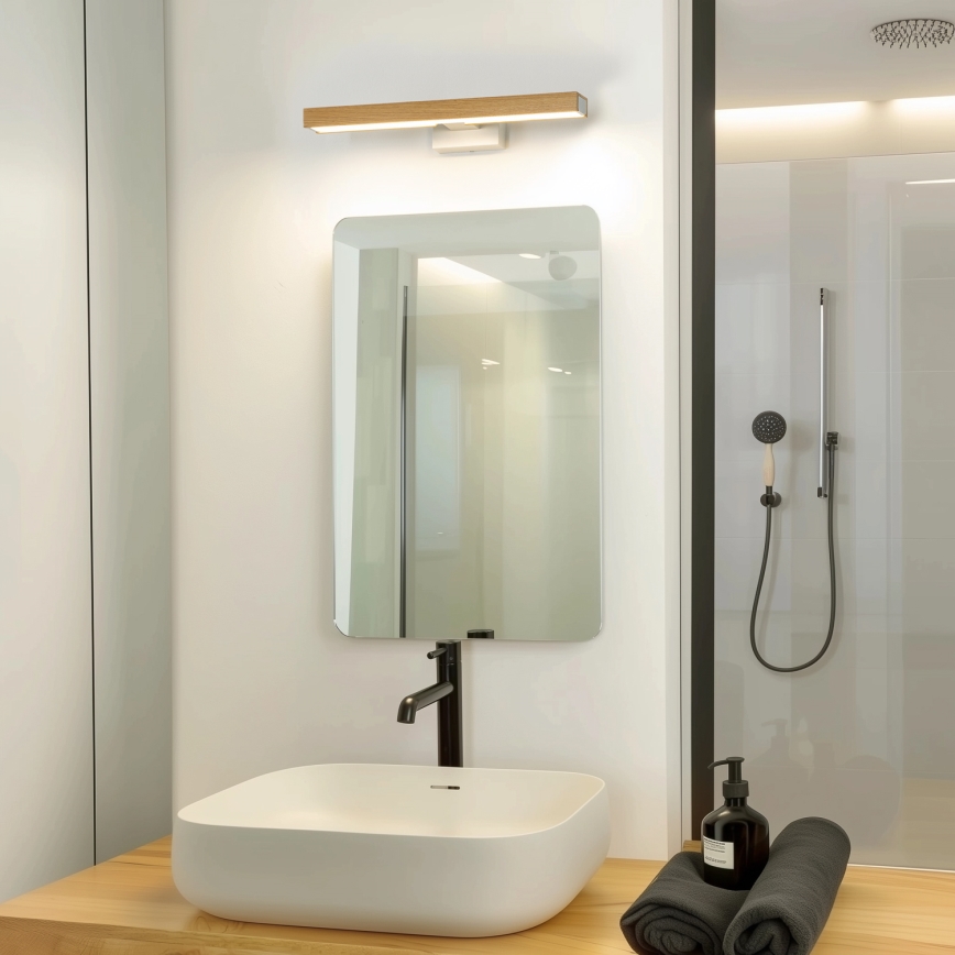 Brilagi - Badrumsspegel med LED-belysning WOODY MIRROR LED/8W/230V 40 cm IP44 ek/vit