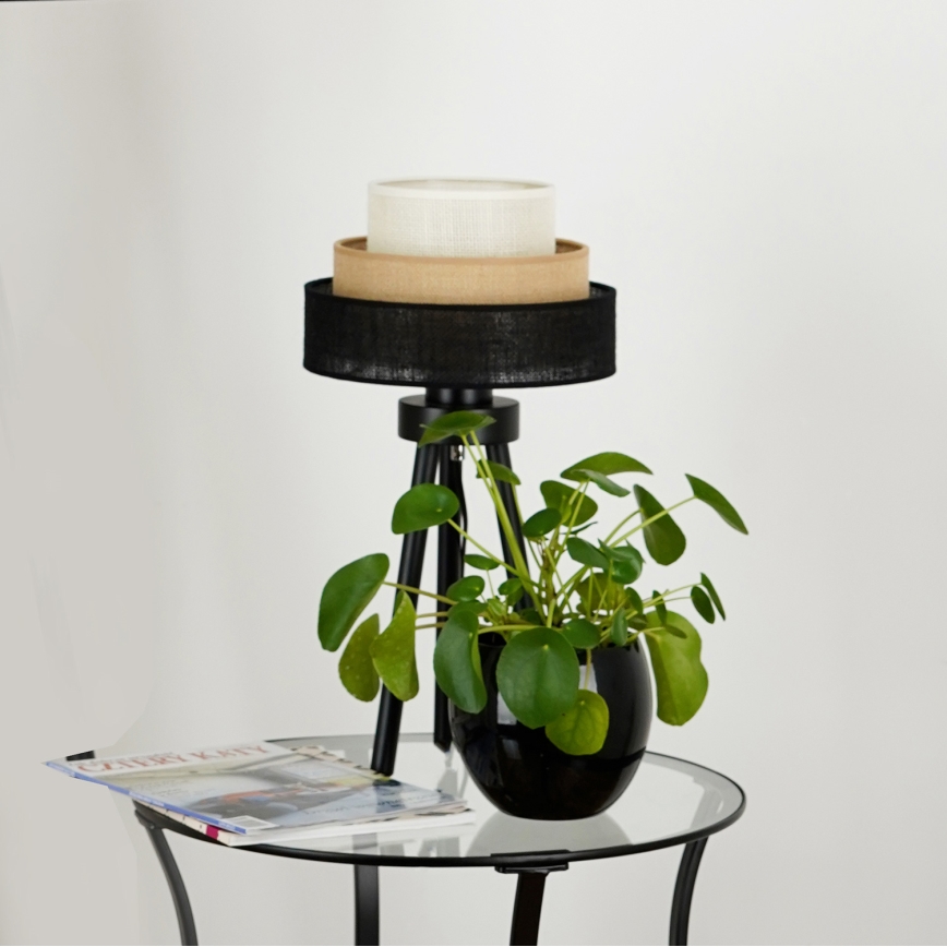 Brilagi - Bordslampa ASPEN LUNETA 1xE27/15W/230V svart/beige/grädde