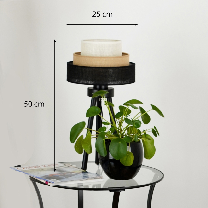 Brilagi - Bordslampa ASPEN LUNETA 1xE27/15W/230V svart/beige/grädde