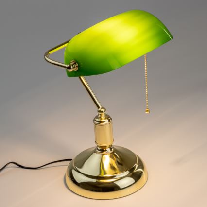 Brilagi - Bordslampa BANK OFFICE 1xE27/60W/230V guld/grön