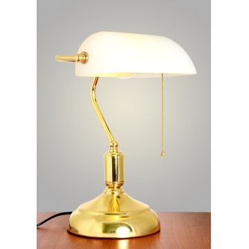 Brilagi - Bordslampa BANK OFFICE 1xE27/60W/230V guld/vit