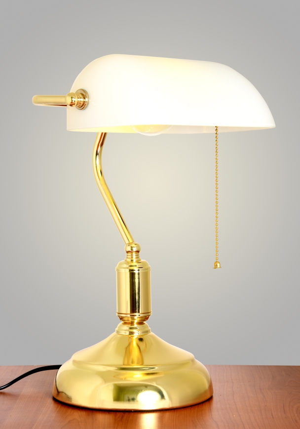 Brilagi - Bordslampa BANK OFFICE 1xE27/60W/230V guld/vit