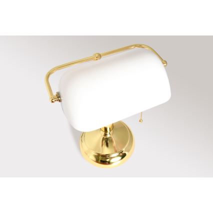Brilagi - Bordslampa BANK OFFICE 1xE27/60W/230V guld/vit