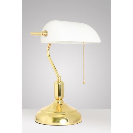 Brilagi - Bordslampa BANK OFFICE 1xE27/60W/230V guld/vit