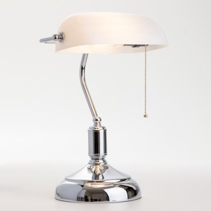 Brilagi - Bordslampa BANK OFFICE 1xE27/60W/230V blank krom/vit