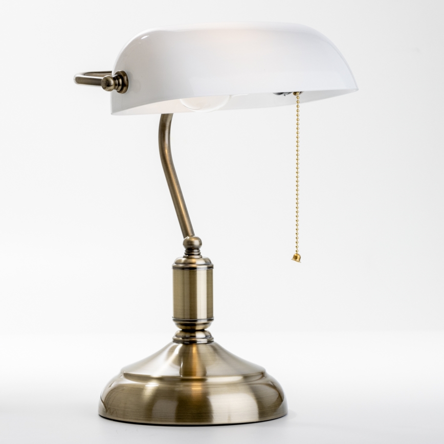 Brilagi - Bordslampa BANK OFFICE 1xE27/60W/230V mässing/vit