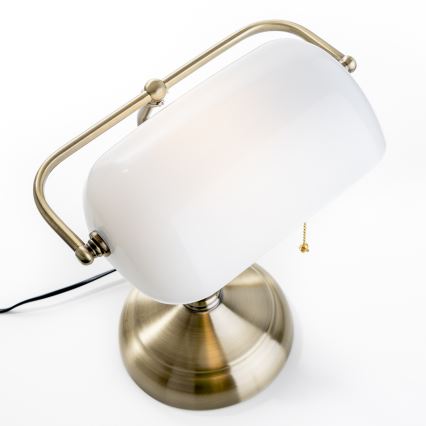 Brilagi - Bordslampa BANK OFFICE 1xE27/60W/230V mässing/vit