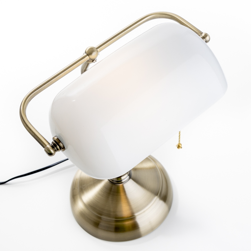 Brilagi - Bordslampa BANK OFFICE 1xE27/60W/230V mässing/vit