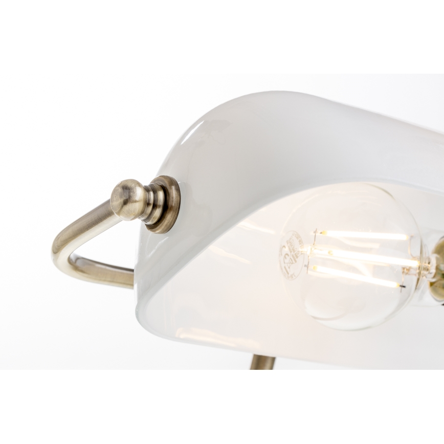 Brilagi - Bordslampa BANK OFFICE 1xE27/60W/230V mässing/vit
