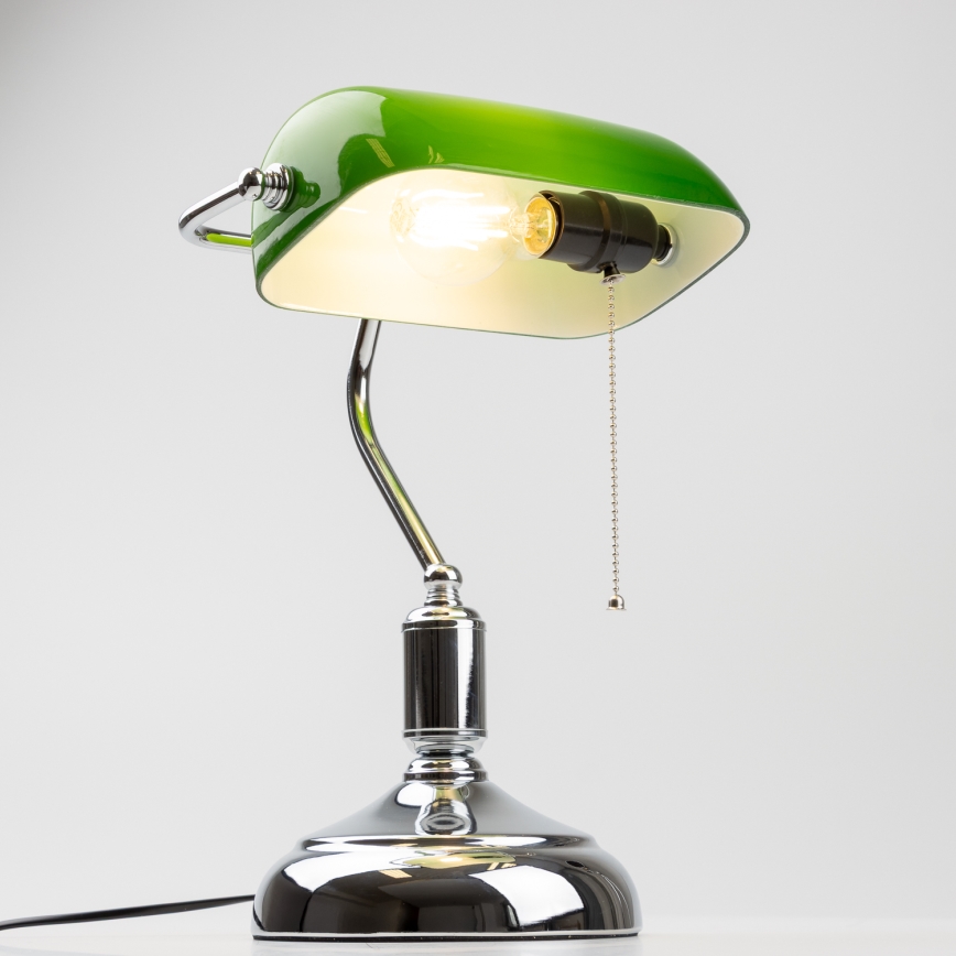 Brilagi - Bordslampa BANK OFFICE 1xE27/60W/230V skinande krom/grön