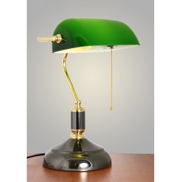 Brilagi - Bordslampa BANK OFFICE 1xE27/60W/230V svart/guld/grön