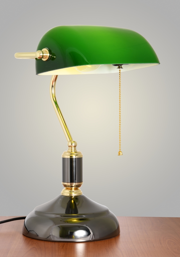 Brilagi - Bordslampa BANK OFFICE 1xE27/60W/230V svart/guld/grön