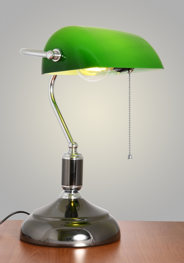 Brilagi - Bordslampa BANK OFFICE 1xE27/60W/230V svart/silver/grön