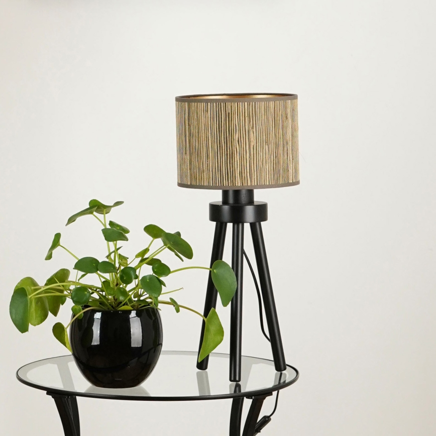 Brilagi - Bordslampa BOSTON ROLLER 1xE27/15W/230V strå brun/guld