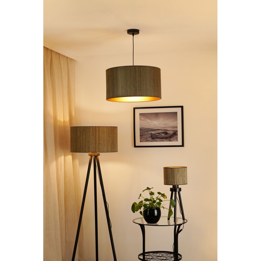 Brilagi - Bordslampa BOSTON ROLLER 1xE27/15W/230V strå brun/guld