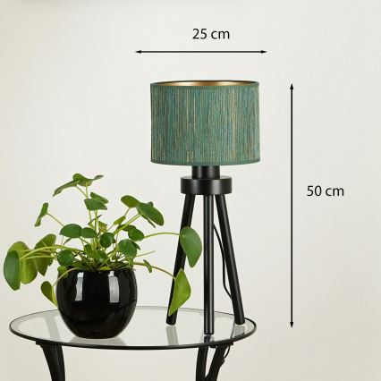 Brilagi - Bordslampa BOSTON ROLLER 1xE27/15W/230V strå grön/guld