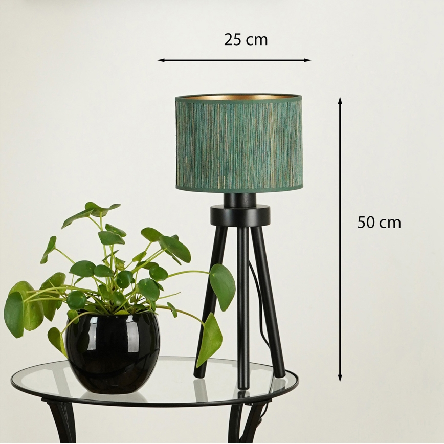 Brilagi - Bordslampa BOSTON ROLLER 1xE27/15W/230V strå grön/guld