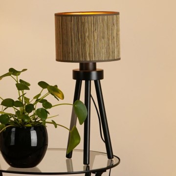 Brilagi - Bordslampa BOSTON ROLLER 1xE27/15W/230V strå brun/guld