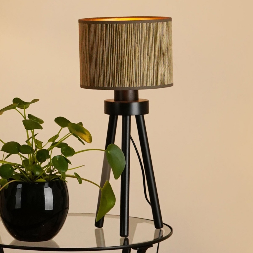 Brilagi - Bordslampa BOSTON ROLLER 1xE27/15W/230V strå brun/guld