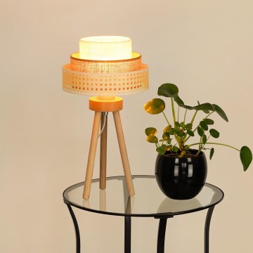 Brilagi - Bordslampa CEDAR LUNETA 1xE27/15W/230V beige/brun/grädde