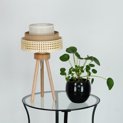 Brilagi - Bordslampa CEDAR LUNETA 1xE27/15W/230V beige/brun/grädde