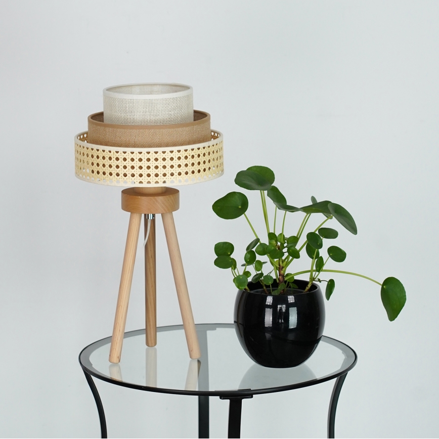Brilagi - Bordslampa CEDAR LUNETA 1xE27/15W/230V beige/brun/grädde