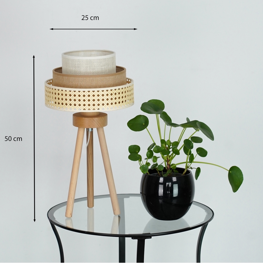 Brilagi - Bordslampa CEDAR LUNETA 1xE27/15W/230V beige/brun/grädde