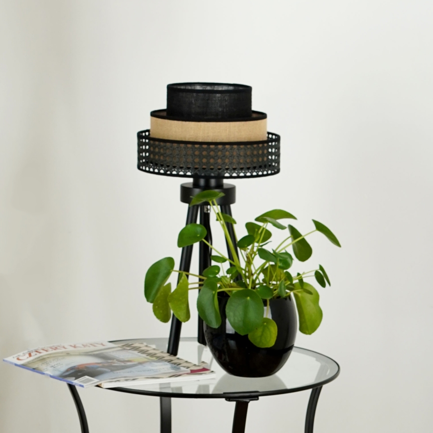 Brilagi - Bordslampa DAKOTA LUNETA 1xE27/15W/230V svart/beige