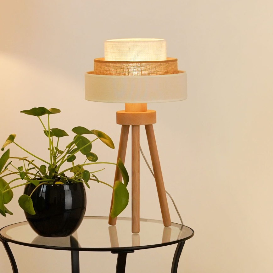 Brilagi - Bordslampa DENVER LUNETA 1xE27/15W/230V beige/brun/grädde