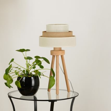 Brilagi - Bordslampa DENVER LUNETA 1xE27/15W/230V beige/brun/grädde
