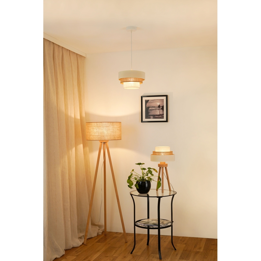 Brilagi - Bordslampa DENVER LUNETA 1xE27/15W/230V beige/brun/grädde