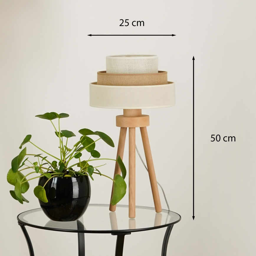 Brilagi - Bordslampa DENVER LUNETA 1xE27/15W/230V beige/brun/grädde