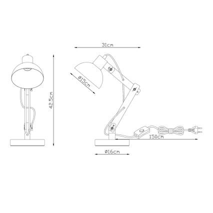 Brilagi - Bordslampa FOCUS 1xE27/40W/230V vit