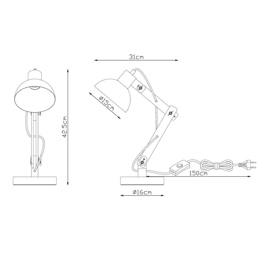 Brilagi - Bordslampa FOCUS 1xE27/40W/230V vit