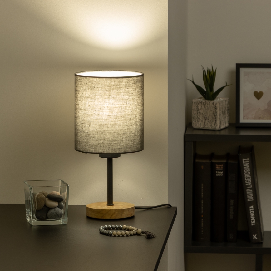 Brilagi - Bordslampa NUBILA WOOD 1xE27/25W/230V ek/antracit