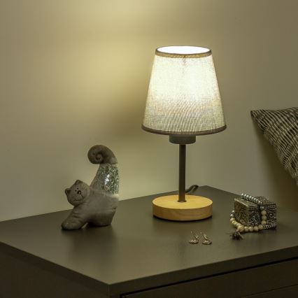 Brilagi - Bordslampa NUBILA WOOD 1xE27/25W/230V ek/grå
