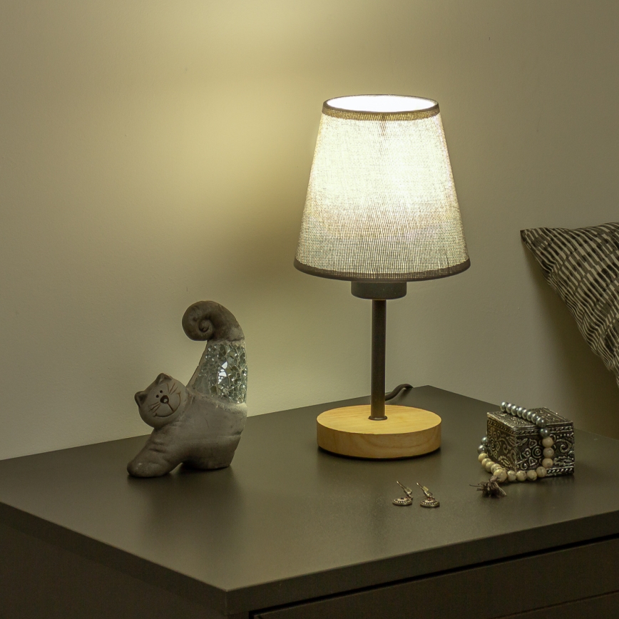 Brilagi - Bordslampa NUBILA WOOD 1xE27/25W/230V ek/grå
