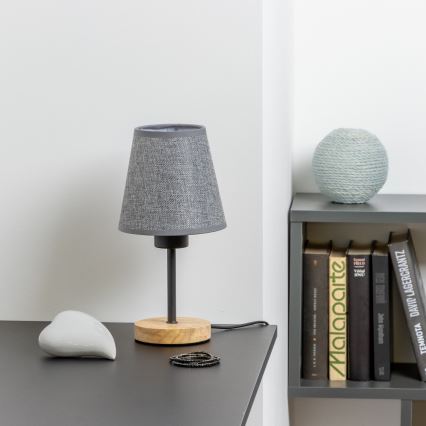 Brilagi - Bordslampa NUBILA WOOD 1xE27/25W/230V ek/grå