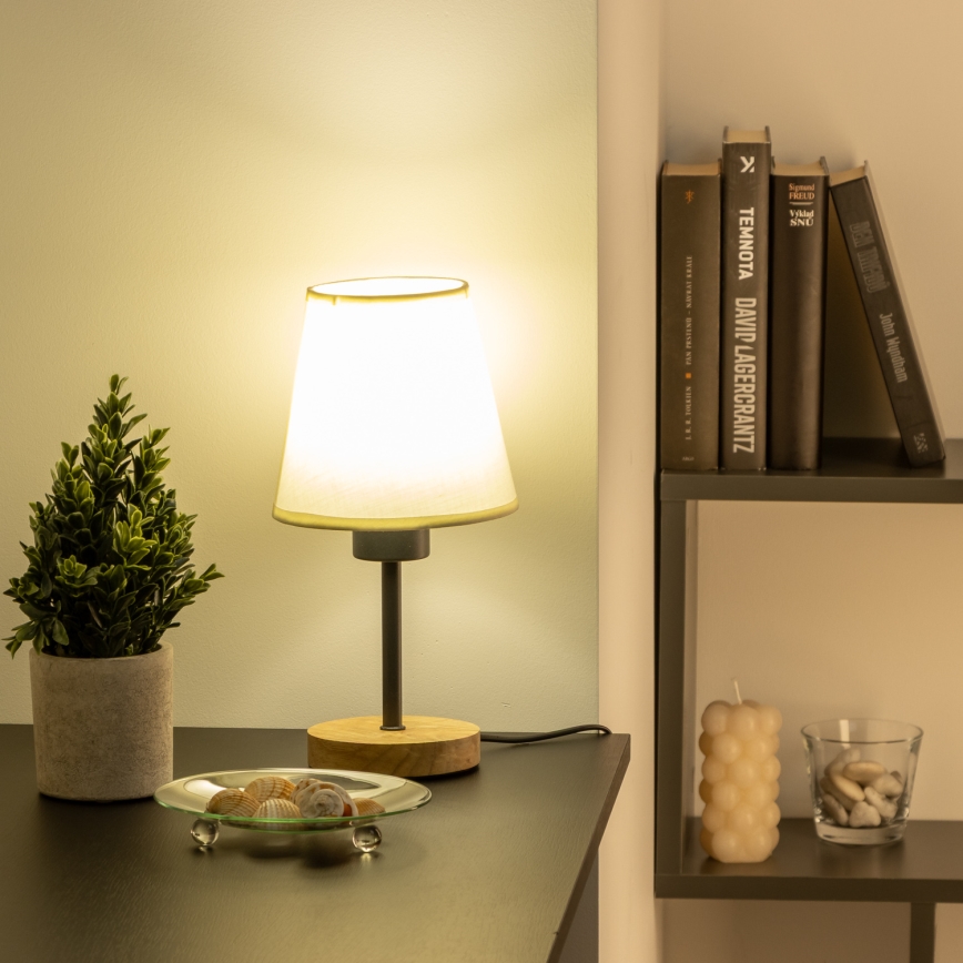 Brilagi - Bordslampa NUBILA WOOD 1xE27/25W/230V ek/grädde