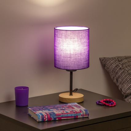 Brilagi - Bordslampa NUBILA WOOD 1xE27/25W/230V ek/lila