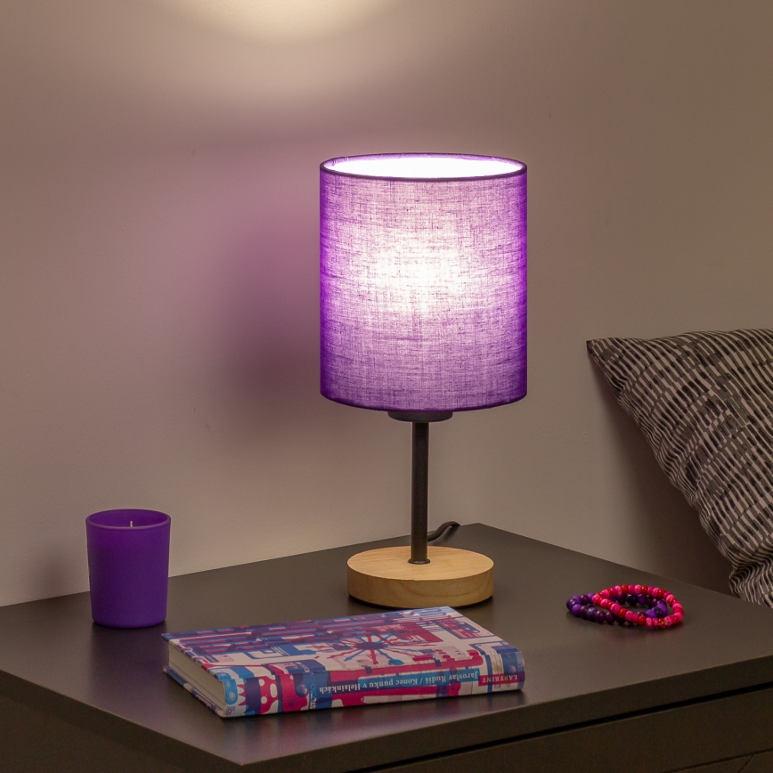 Brilagi - Bordslampa NUBILA WOOD 1xE27/25W/230V ek/lila